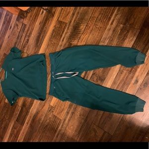 Figs scrubs hunter green color. Size large top and size large petite joggers